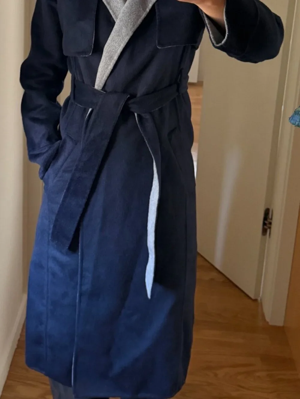 J.Crew Harriet Trench Coat in Navy/Light Grey